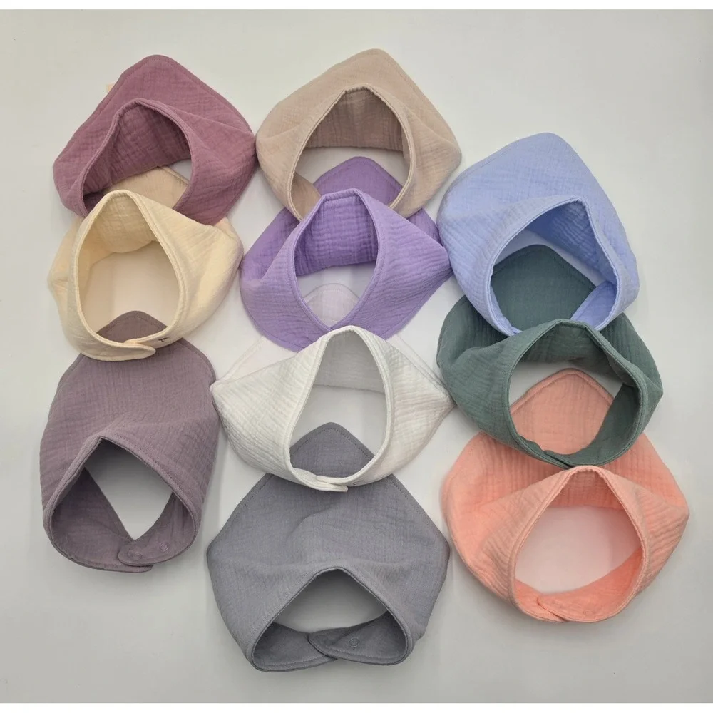 10 Pack Organic Cotton Muslin Bandana Baby Bibs Multi Color Snap Closure